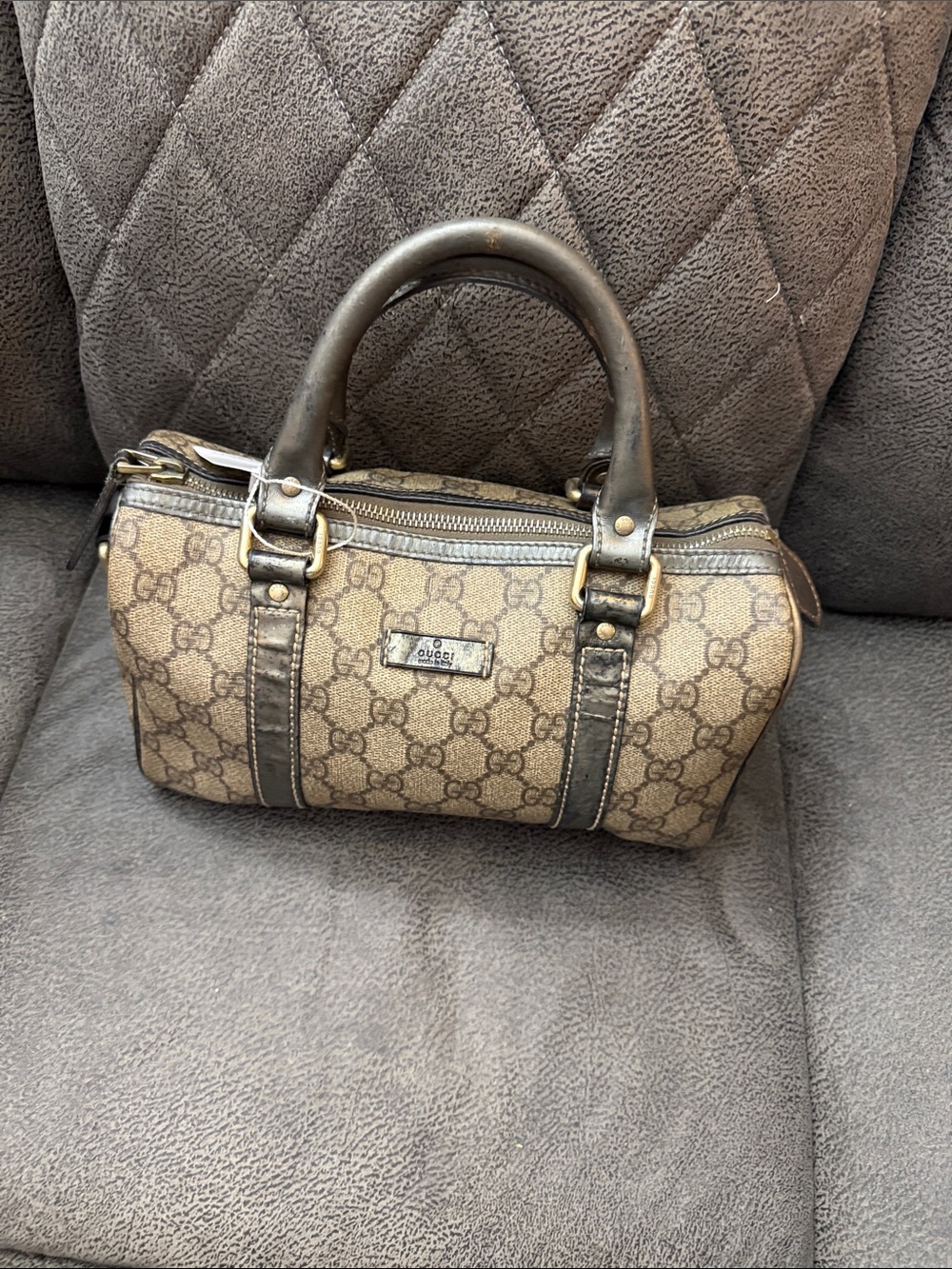 Gucci Brown GG Monogram Top-Handle Bowling Satchel